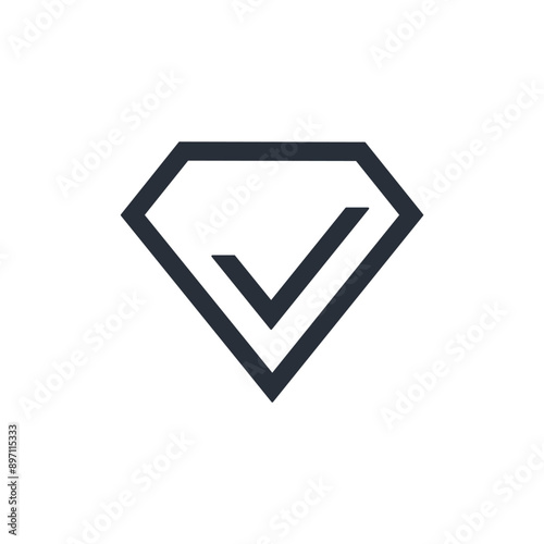 Free Download Diamond, almaz with a check mark. Solid hard durable.Vector linear icon isolated on white background. - GFXLoad