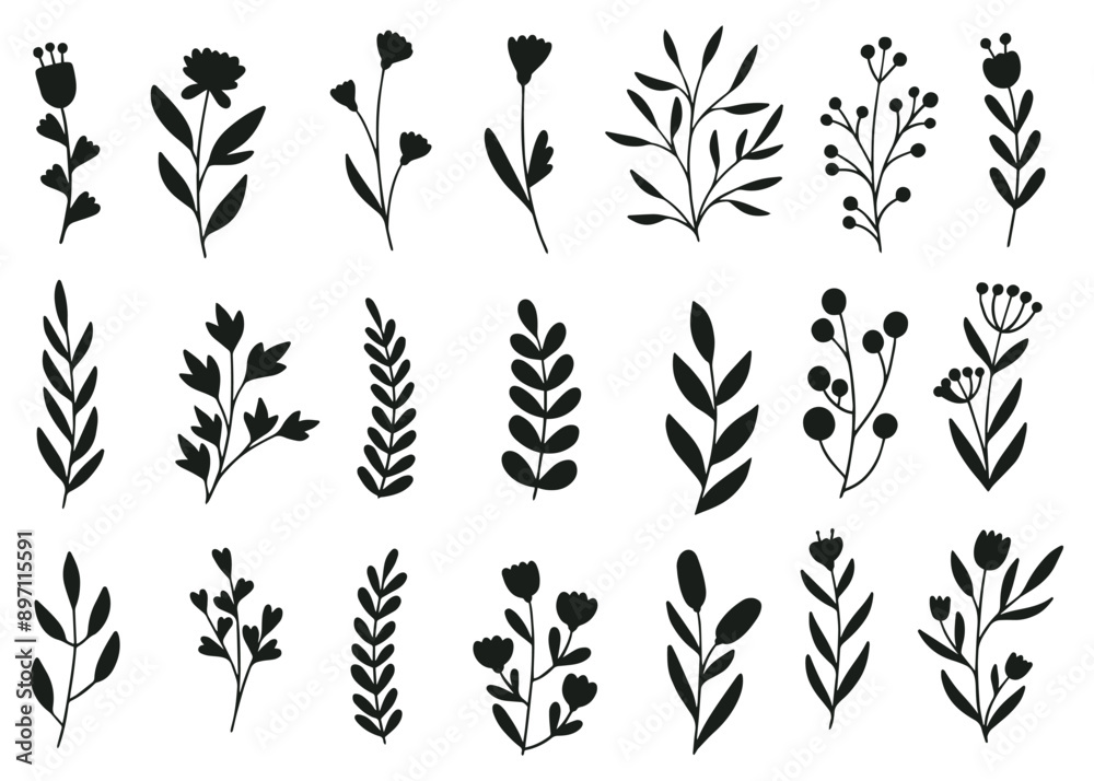 Hand Drawn Flower silhouette. Hand Drawn Flower silhouette.