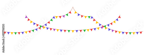 Hanging bunting isolated on white background. Carnival flags for kids. Vector illustration of party garland