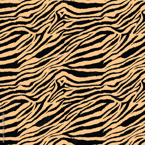 Zebra and Tiger Skin Texture with Stripes Pattern