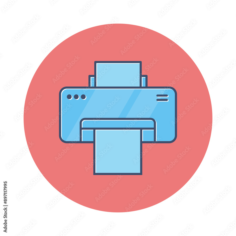 Vector printer icon with a circle background. Vector printer icon with a circle background.