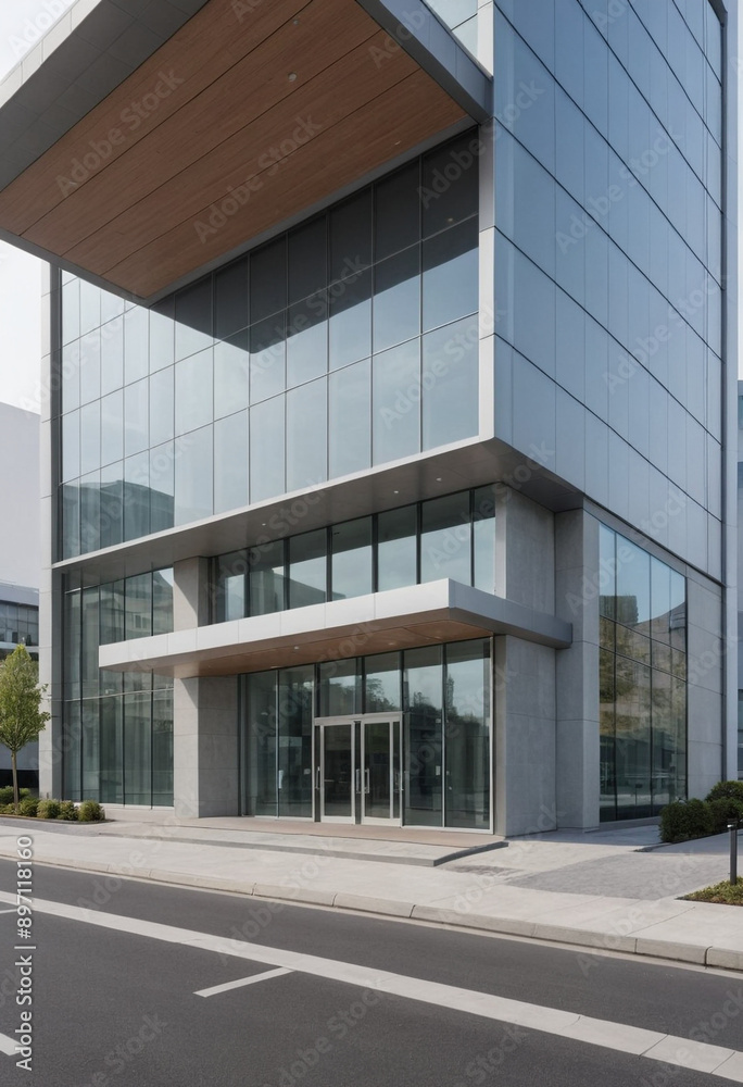 A modern bank building with a sleek and inviting design (Financial Services). A modern bank building with a sleek and inviting design (Financial Services).