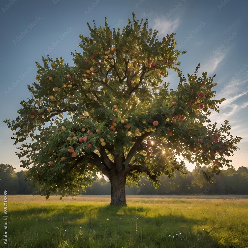Ein Apfelbaum in einer Aue Ein Apfelbaum in einer Aue