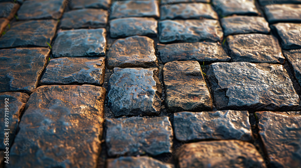 Old square cobble stone paving perspective background. Old square cobble stone paving perspective background.