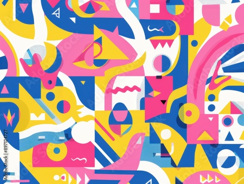 Wallpaper Mural A colorful abstract geometric pattern with vibrant shapes and lines Torontodigital.ca