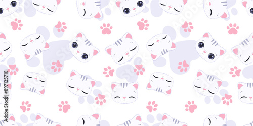 Cute baby animals seamless pattern