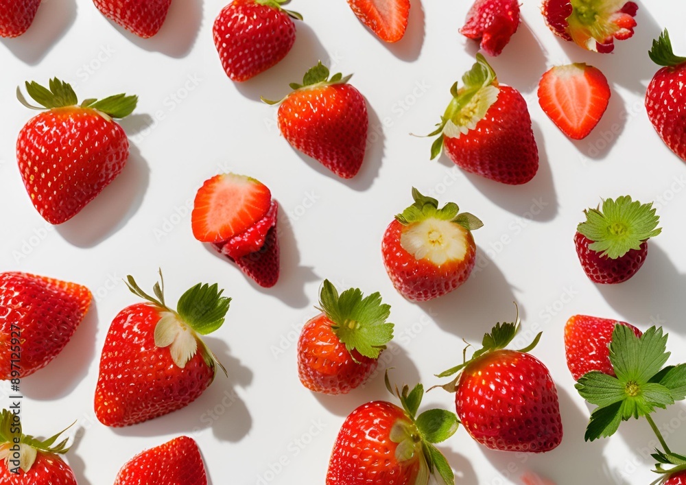 strawberry white background.