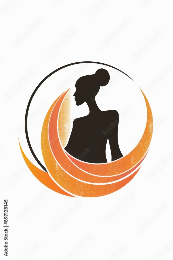 Silhouette of a woman with a swirling orange and black design Silhouette of a woman with a swirling orange and black design