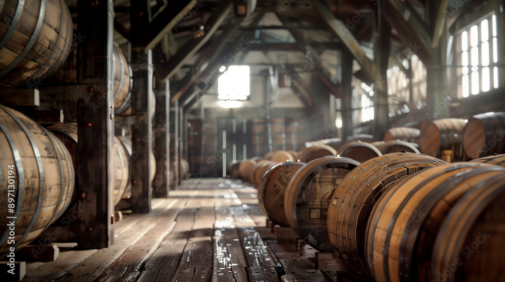 A large room filled with barrels of alcohol A large room filled with barrels of alcohol