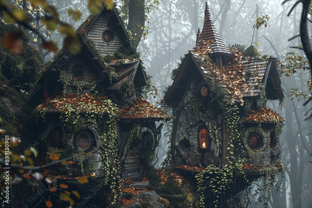 Fototapeta premium ai generative small human house fantasy world