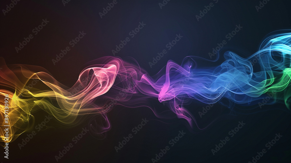 Fototapeta premium Abstract rainbow color background with smoke wave on black