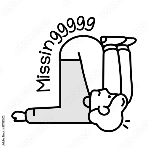 Man laying down with missing typography, doodle icon 

