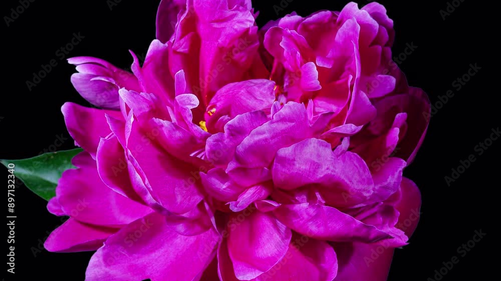 Beautiful Pink Peony Flower Blooming in Timelapse Close up on a Black Background. Tender Lilac Blossoms Moving in Time Lapse with Alpha Matte Beautiful Pink Peony Flower Blooming in Timelapse Close up on a Black Background. Tender Lilac Blossoms Moving in Time Lapse with Alpha Matte
