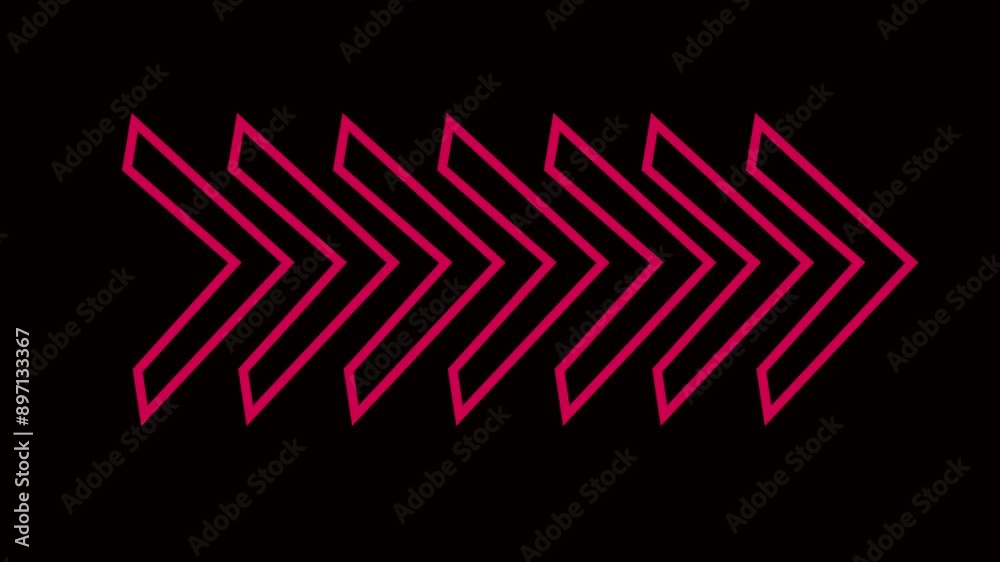 red neon arrow direction on black background, neon arrow sign animation. red neon arrow direction on black background, neon arrow sign animation.