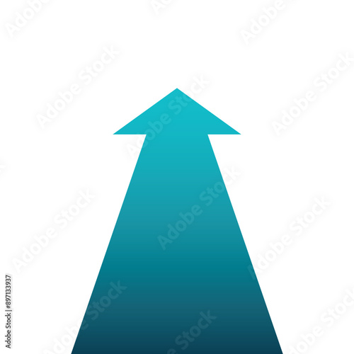 Blue Business Arrow Pointing Forward in Perspective