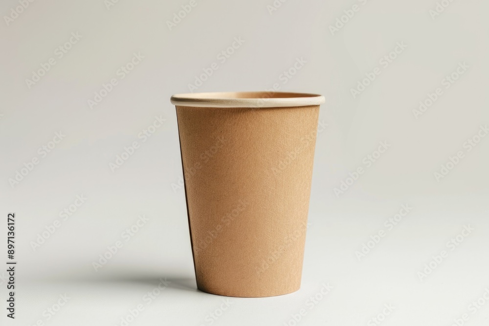 A brown paper cup sits on a table with a simple and minimalistic design A brown paper cup sits on a table with a simple and minimalistic design