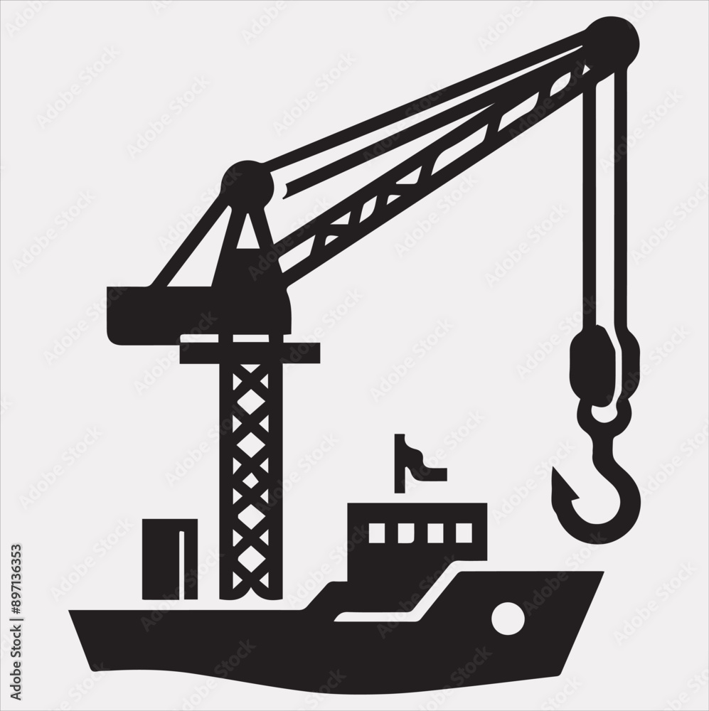 Building Crane and hook logo design silhouette vector on a white background Building Crane and hook logo design silhouette vector on a white background