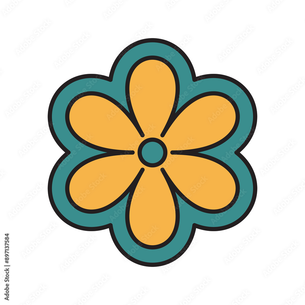 Yellow flower png, retro illustration, transparent background Yellow flower png, retro illustration, transparent background
