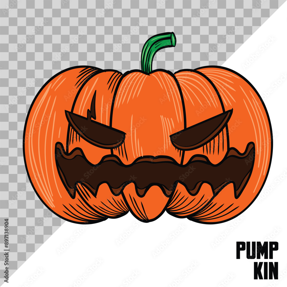 hand drawn Halloween pumpkin with a scary face. Jack O Lantern pumpkin illustration. hand drawn Halloween pumpkin with a scary face. Jack O Lantern pumpkin illustration.