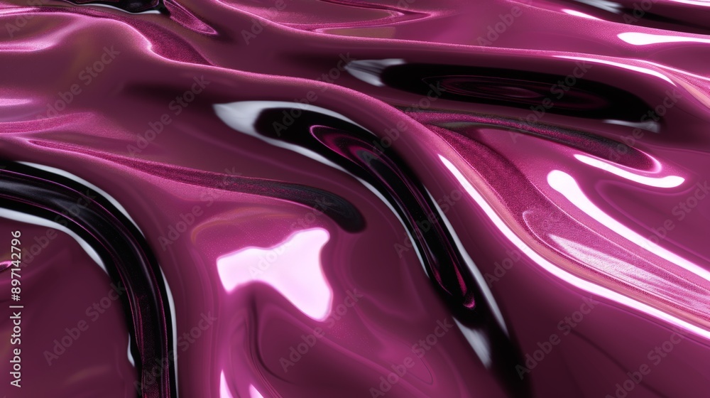 Shiny magenta fabric creating abstract flowing curves and shapes in the background Shiny magenta fabric creating abstract flowing curves and shapes in the background