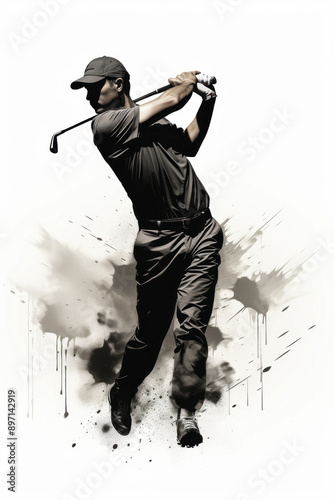 Artistic Golf Swing with Splatter Effect