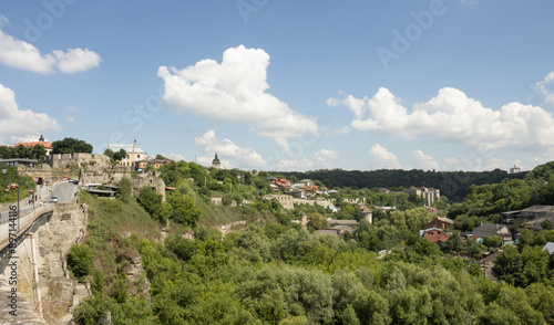 The green sunny periphery of Kamianets-Podilskyi City photo