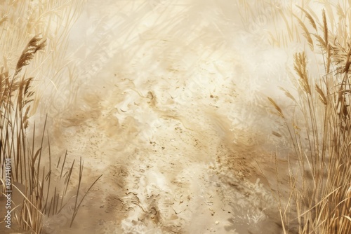 Combine harvester working on a wheat field - aerial view. Season of gathering crops. Drone flying over the field.. Beautiful simple AI generated image in 4K, unique. photo