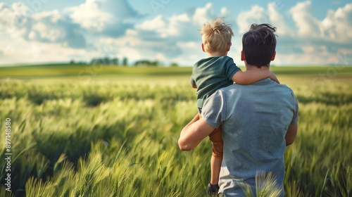 Fototapeta Naklejka Na Ścianę i Meble -  Father and Son Exploring Nature