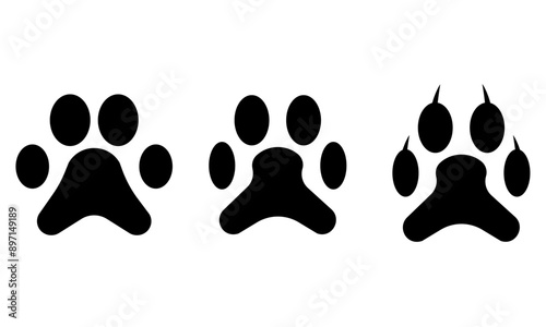 Set Of Animal Paw Print Icon, Simple Icon Vector Design, best used for presentation, application, web and banner