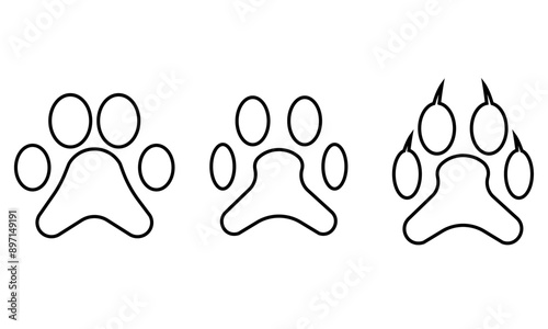 Set Of Animal Paw Print Icon, Simple Icon Vector Design, best used for presentation, application, web and banner