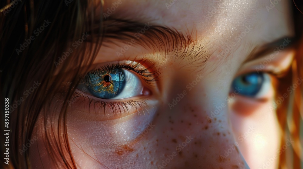 A detailed shot of an individual's eye featuring distinctive freckles, suitable for use in personal or editorial contexts A detailed shot of an individual's eye featuring distinctive freckles, suitable for use in personal or editorial contexts