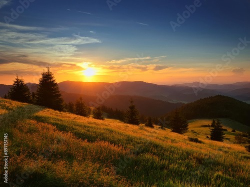 sunset in the mountains