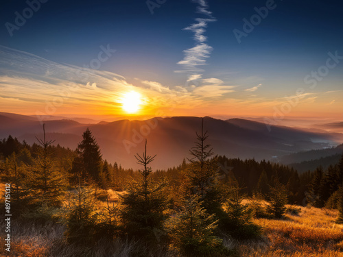 sunset in the mountains
