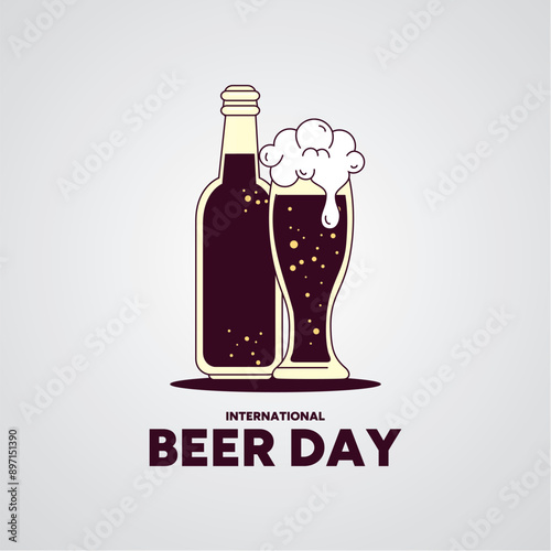 international beer day, beer day editable social media template, international beer day stock illustration, vector illustration.