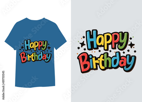 Happy Birthday.Beautiful greeting card scratched calligraphy black text word gold stars.