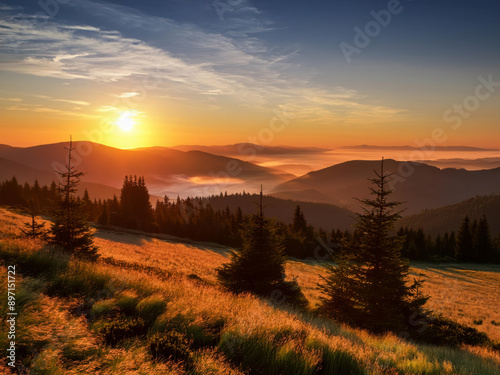 sunset in the mountains