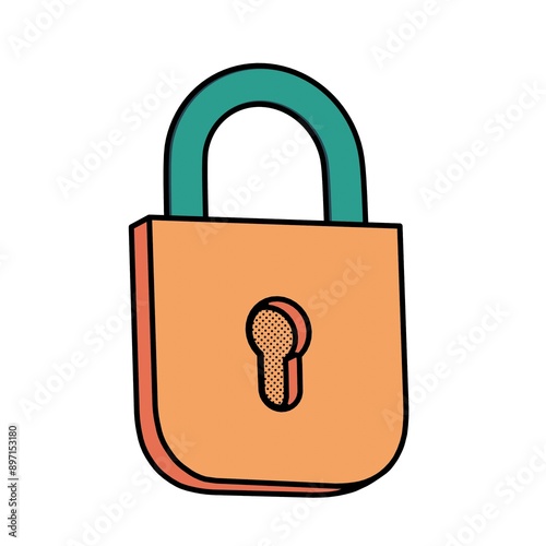 Lock. Cartoon style 3d render illustration