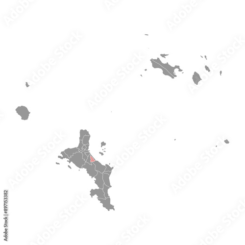 Les Mamelles district map, administrative division of Seychelles. Vector illustration.