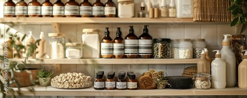 Wallpaper Mural Close-up of natural cleaning supplies organized in a zero-waste pantry Torontodigital.ca