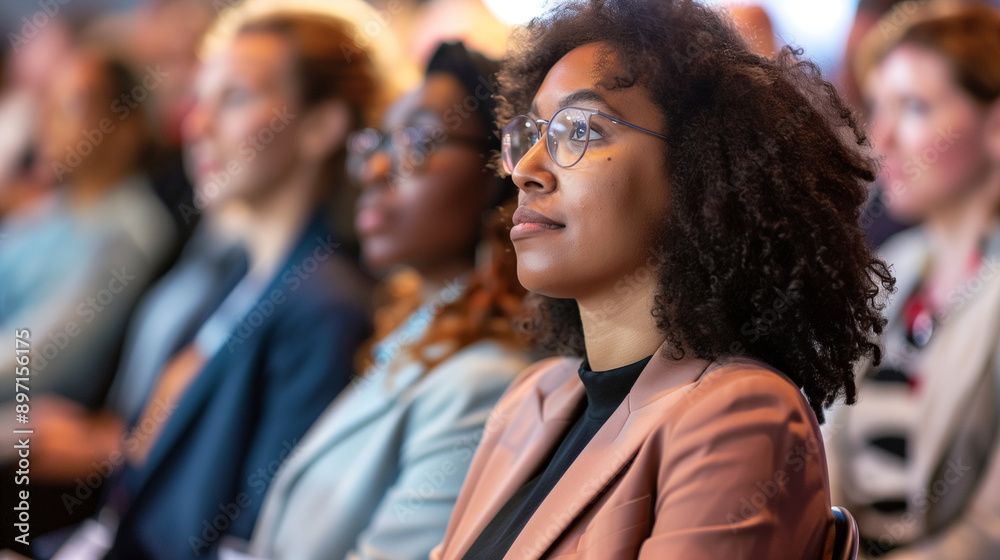 Business professionals attending an informative seminar at a conference, learning, networking Business professionals attending an informative seminar at a conference, learning, networking