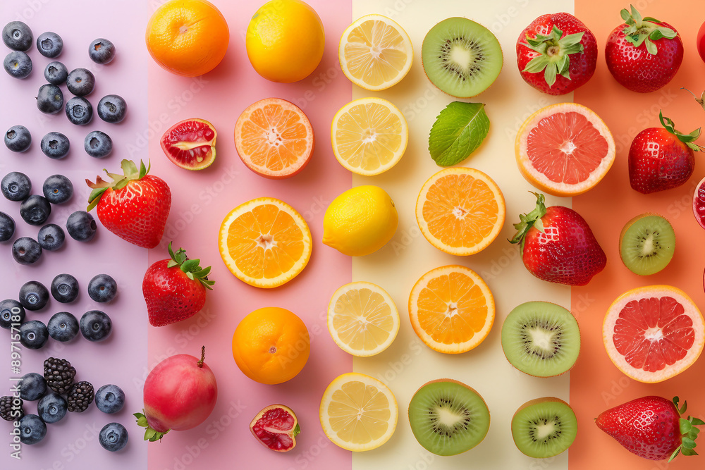 Ai generated image of group assortment fresh natural mix fruits colorful harvest Ai generated image of group assortment fresh natural mix fruits colorful harvest