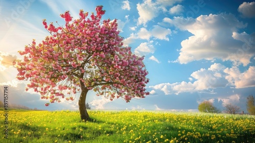 Wallpaper Mural Blooming tree in a sunny springtime orchard Torontodigital.ca