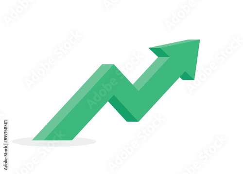 3D green business arrow graph going up