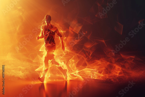 The Runner's Ember: A Fiery Silhouette of Determination