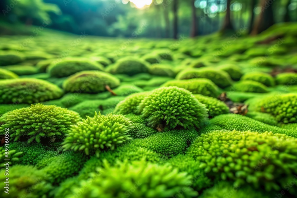 Vibrant green moss covers the floor in a lush, velvety carpet, with tiny leaves and delicate tendrils creating a stunning, abstract natural background. Vibrant green moss covers the floor in a lush, velvety carpet, with tiny leaves and delicate tendrils creating a stunning, abstract natural background.