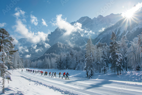 Biathlon World Cup Mass Start Race Through Snowy Forest photo