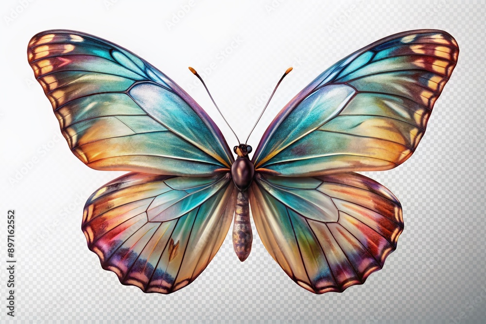 Delicate wings of a colorful butterfly spread wide, flying freely in mid-air, isolated on a transparent background, showcasing its intricate beauty and gentle elegance. Delicate wings of a colorful butterfly spread wide, flying freely in mid-air, isolated on a transparent background, showcasing its intricate beauty and gentle elegance.