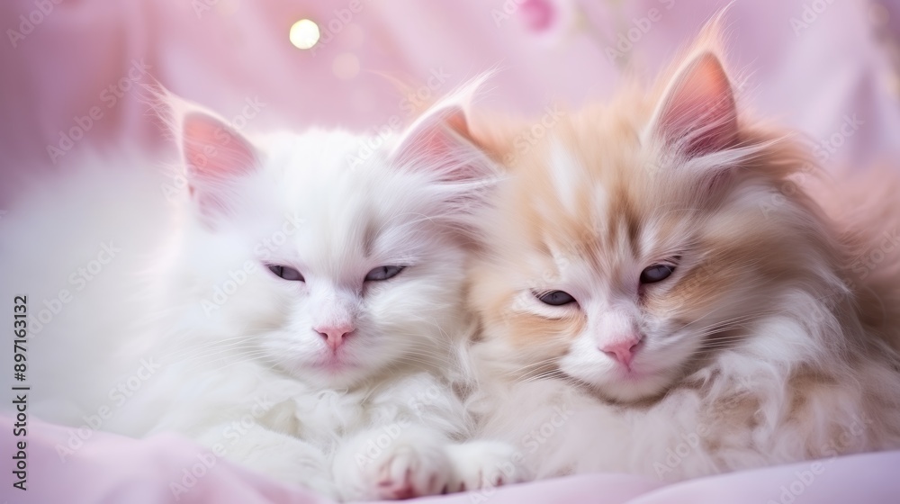 Sweet mother cat and kitten sleeping on mother s day with love heart heartwarming image Sweet mother cat and kitten sleeping on mother s day with love heart heartwarming image