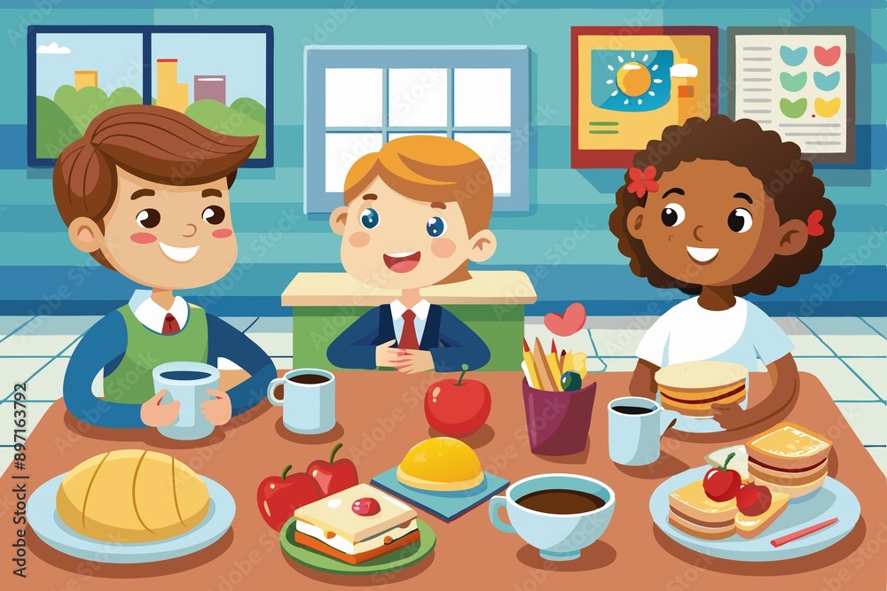 children eating breakfast