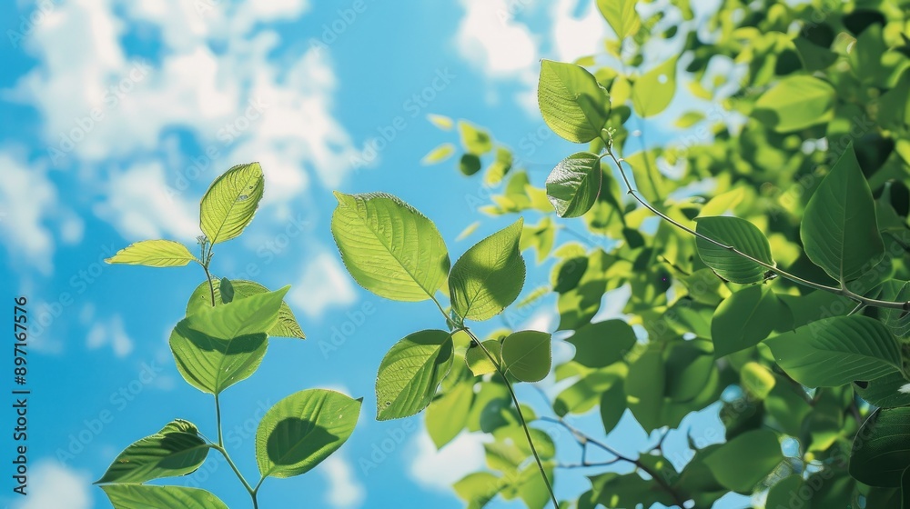 Obraz premium Blue sky and leaves